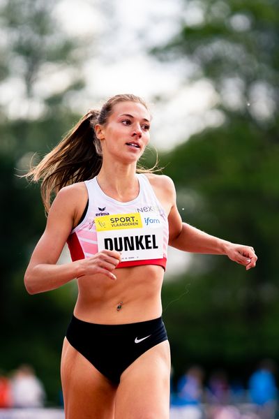 Marsha Dunkel (LC Rehlingen) ueber 400m Huerden am 28.05.2022 waehrend der World Athletics Continental Tour IFAM Oordegem in Oordegem